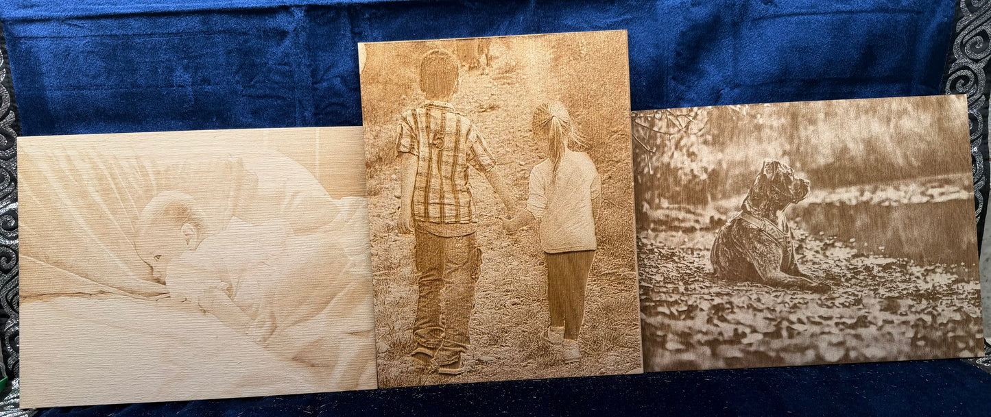 Bundle Of Three 8"x10" Custom Laser-Engraved Portraits On Wood