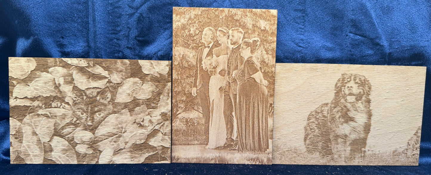 Bundle Of Three 6"x4" Custom Laser-Engraved Portraits On Wood