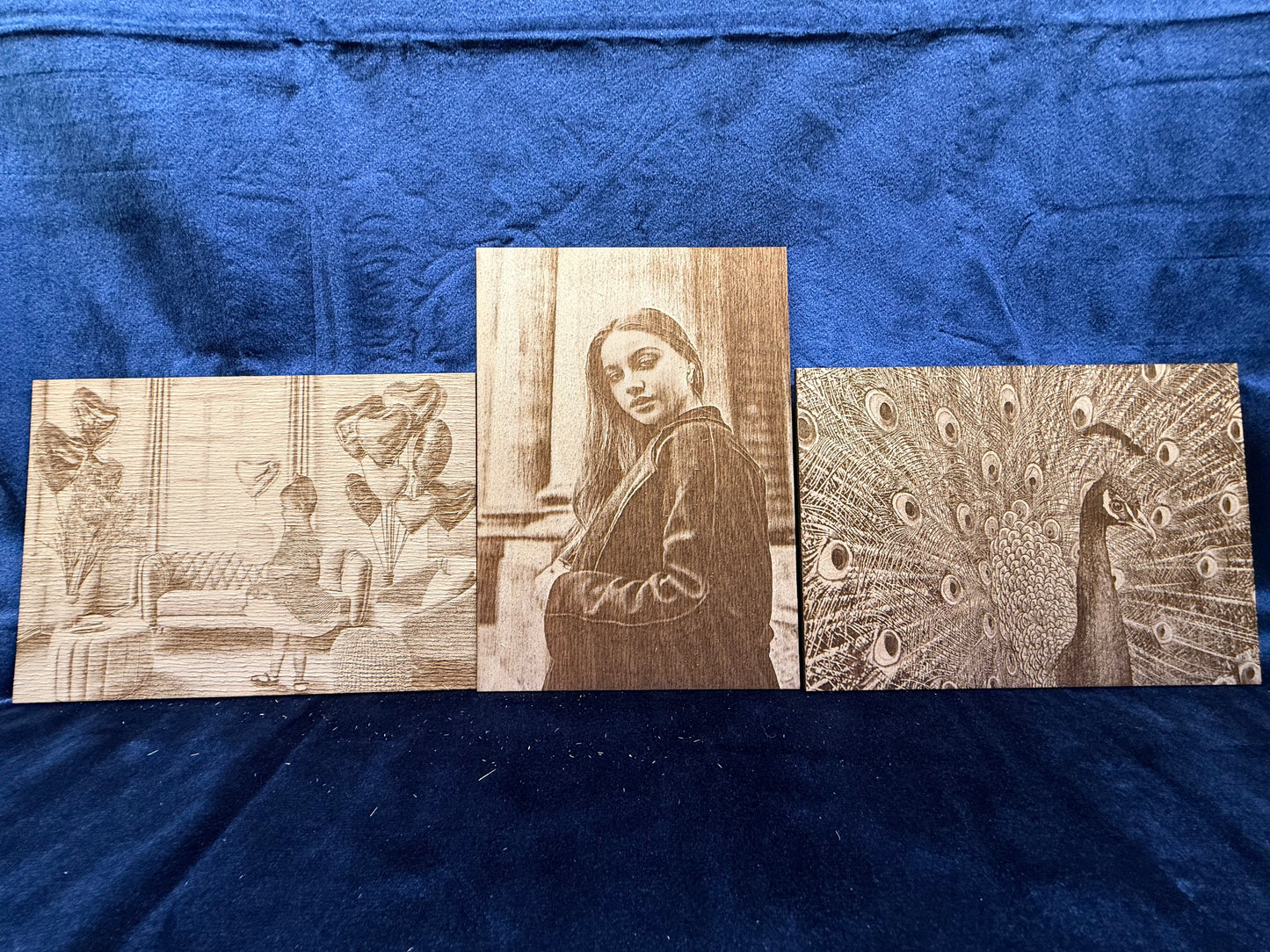 Bundle Of Three 5"x7" Custom Laser-Engraved Portraits On Wood