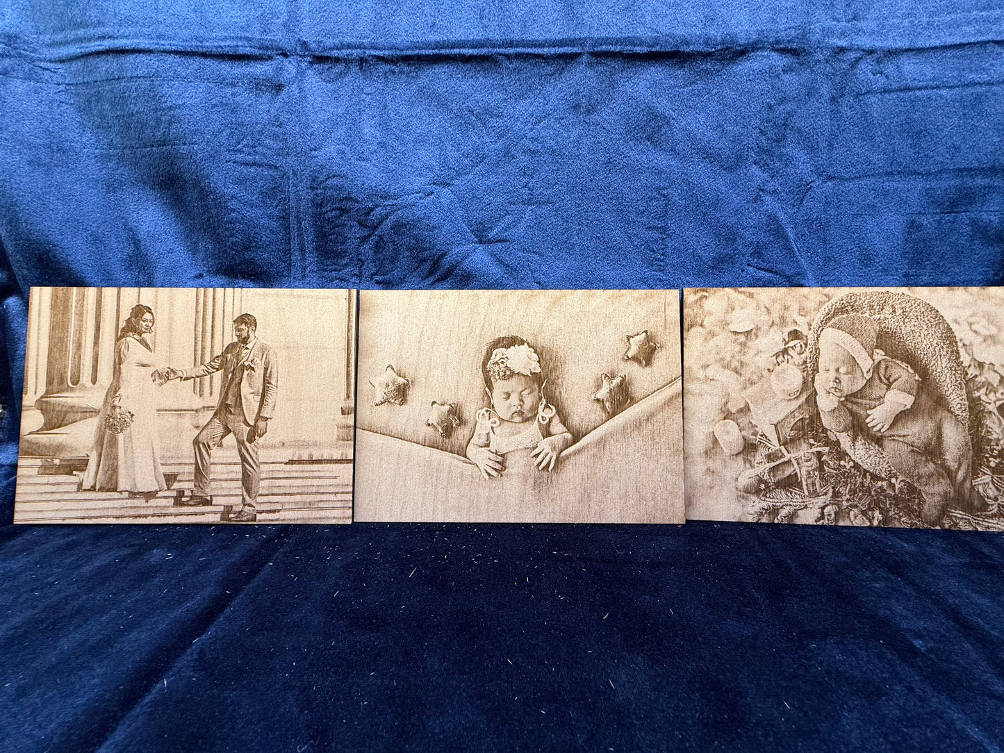 Bundle Of Three 5"x7" Custom Laser-Engraved Portraits On Wood