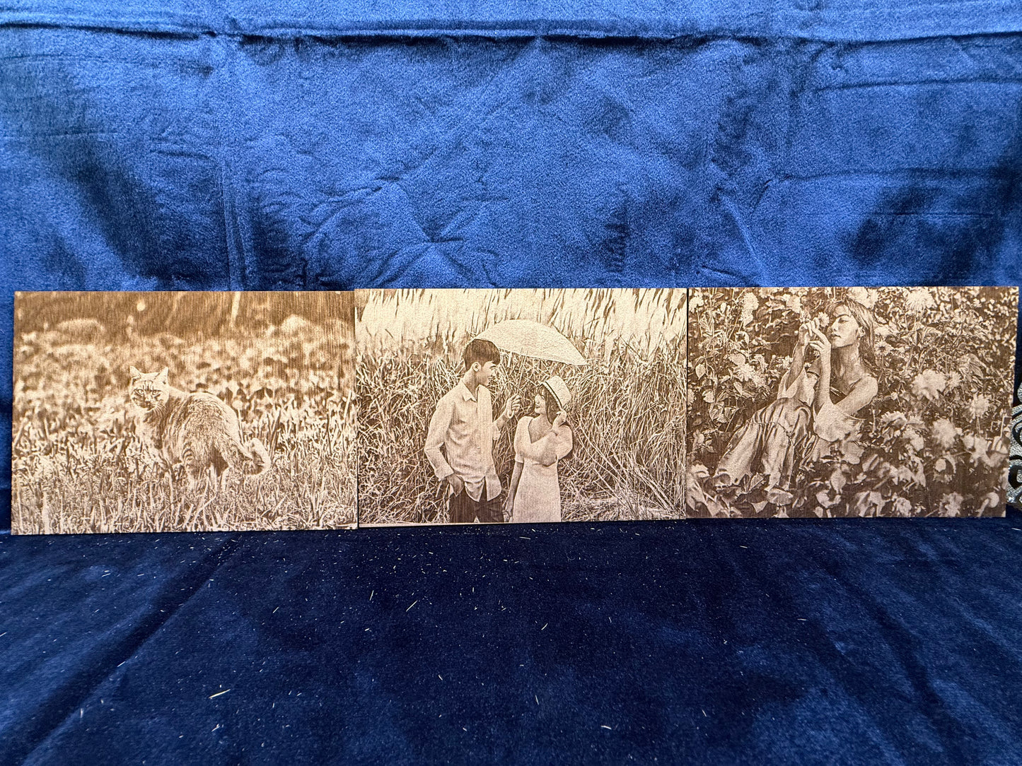 Bundle Of Three 5"x7" Custom Laser-Engraved Portraits On Wood