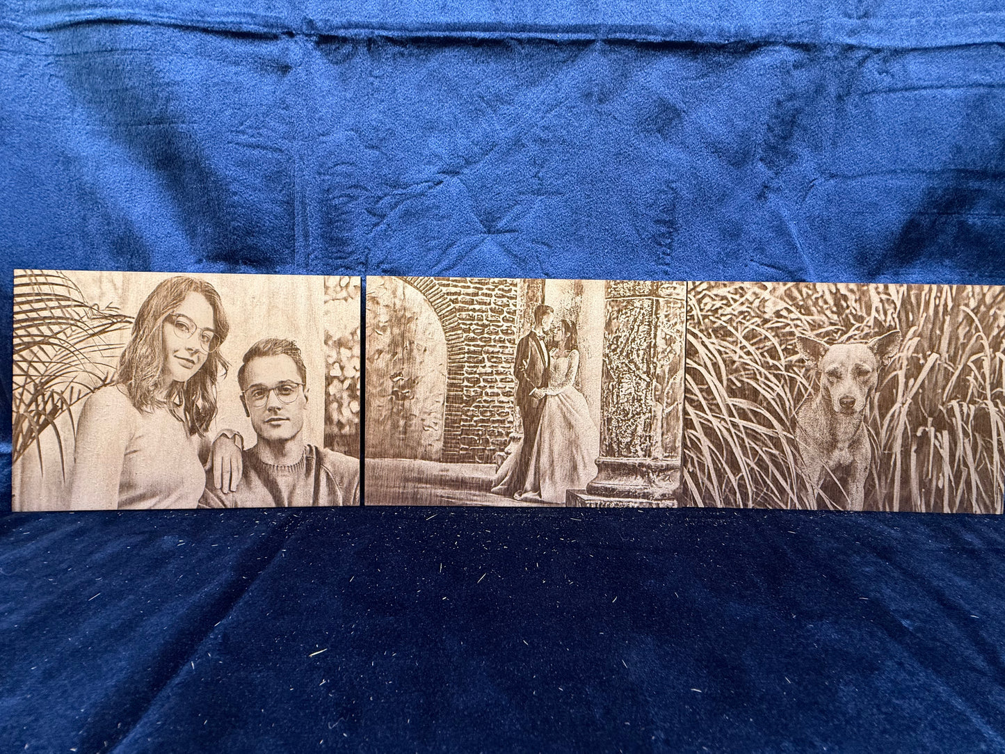 Bundle Of Three 5"x7" Custom Laser-Engraved Portraits On Wood