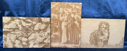 Bundle Of Three 6"x4" Custom Laser-Engraved Portraits On Wood