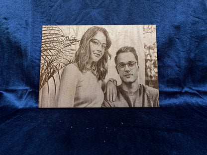 5"x7" Custom Laser-Engraved Portrait on Wood